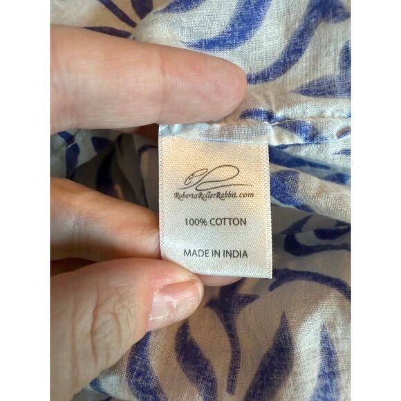 Roller Rabbit Tunic Embroidered Neckline Blue Top Size Smal - Picture 5 of 6